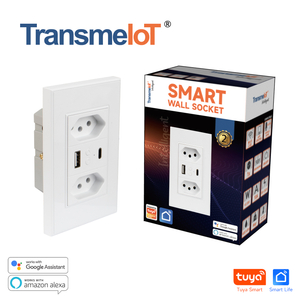 TransmeIoT Smart Wall Socket TM-WS-BR02 Multi-Control, Wi-Fi/Zigbee, Neutral Wire Required, Remote Control Smart Life/Tuya App, Work with Alexa, Google Home 