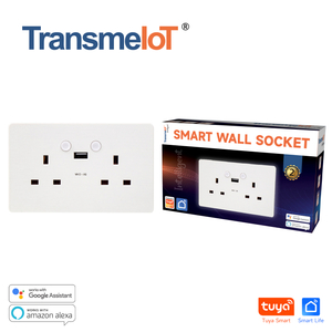 TransmeIoT Smart Wall Socket TM-WS-UK01 2AC+1USB Multi-Control, 2.4GHz Wi-Fi Touch Switches, Neutral Wire Required, Remote Control Smart Life/Tuya App, Work with Alexa, Google Home 