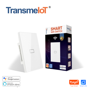 TransmeIoT TM-WS-01QW WiFi Smart Wall Light Switch,Glass Panel, Multi-Control, 2.4GHz Wi-Fi Touch Switches, Neutral Wire Required, Remote Control Smart Life/Tuya App, Work with Alexa, Google Home